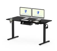 FLEXISPOT QE Pro - Scrivania sollevabile elettrica, 140 x 60 cm, tavolo sollevabile con 2 ganci, portabicchieri e organizer per cavi, 4 funzioni di memoria, standing desk per ufficio e casa e