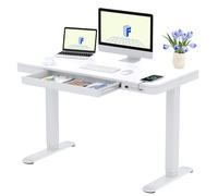 FLEXISPOT Scrivania Regolabile in Altezza 120 x 60 cm, Scrivania con Cassetti Elettrica, Display LED, Memoria e Porta USB, Ideale per Home Office, Bianco
