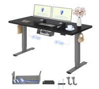 FLEXISPOT Scrivania Regolabile in Altezza 140x80 cm, 2 Motori, Piano Unico 25 mm, Memoria & Display Altezza, Ergonomica con Gestione Cavi, Ripiano Sottoscrivania, Ganci e Clip Fermacavi
