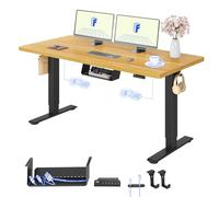 FLEXISPOT Scrivania Regolabile in Altezza 140x80 cm, 2 Motori, Piano Unico 25 mm, Memoria & Display Altezza, Ergonomica con Gestione Cavi, Ripiano Sottoscrivania, Ganci e Clip Fermacavi