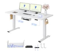 FLEXISPOT Scrivania Regolabile in Altezza 140x80 cm, 2 Motori, Piano Unico 25 mm, Memoria & Display Altezza, Ergonomica con Gestione Cavi, Ripiano Sottoscrivania, Ganci e Clip Fermacavi