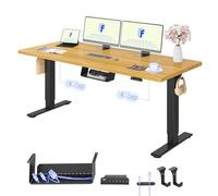 FLEXISPOT Scrivania Regolabile in Altezza 180x80 cm, 2 Motori, Piano Unico 25 mm, Memoria & Display Altezza, Ergonomica con Gestione Cavi, Ripiano Sottoscrivania, Ganci e Clip Fermacavi