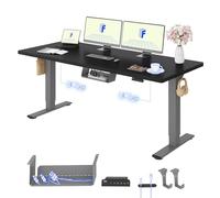 FLEXISPOT Scrivania Regolabile in Altezza 180x80 cm, 2 Motori, Piano Unico 25 mm, Memoria & Display Altezza, Ergonomica con Gestione Cavi, Ripiano Sottoscrivania, Ganci e Clip Fermacavi