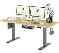 FLEXISPOT Scrivania Regolabile in Altezza 180x80 cm, Piano in Bambù Massello 25 mm, 2 Motori, Display con 4 Memorie, Gestione Cavi