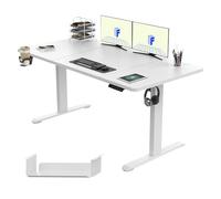 FLEXISPOT Scrivania Regolabile In Altezza Elettrica 140x60cm, Scrivania Regolabile In Altezza A 2 Livelli Con Gancio E Promemoria Seduta-Stand - EN1 Basic (Bianco)