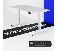 FLEXISPOT Scrivania regolabile in altezza, made in EU, piano monopezzo, 160 x 80 cm, altezza regolabile, elettrica con doppio motore e 3 pilastri di sollevamento, capacità di carico 160 kg (bianco)