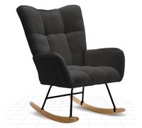 FLEXISPOT Sedia a Dondolo con Schienale Alto e Braccioli, Poltrona a Dondolo Moderna con Base in Legno, Poltrona Relax Imbottita per Soggiorno e Camera da Letto, Capacità Fino a 120 kg