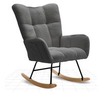 FLEXISPOT Sedia a Dondolo con Schienale Alto e Braccioli, Poltrona a Dondolo Moderna con Base in Legno, Poltrona Relax Imbottita per Soggiorno e Camera da Letto, Capacità Fino a 120 kg