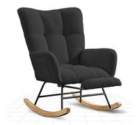 FLEXISPOT Sedia a Dondolo con Schienale Alto e Braccioli, Poltrona a Dondolo Moderna con Base in Legno, Poltrona Relax Imbottita per Soggiorno e Camera da Letto, Capacità Fino a 120 kg