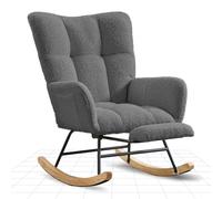 FLEXISPOT Sedia a Dondolo con Schienale Alto e Braccioli, Poltrona a Dondolo Moderna con Base in Legno, Poltrona Relax Imbottita per Soggiorno e Camera da Letto, Capacità Fino a 120 kg