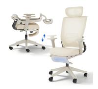 FLEXISPOT Sedia da ufficio ergonomica, Foldex, sedia da ufficio pieghevole per piccoli spazi con supporto lombare, braccioli regolabili in altezza, poggiatesta 2D, sedie da scrivania con poggiapiedi