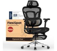 FLEXISPOT Sedia Ergonomica da Ufficio Gaming ErgoX Max, Poggiatesta 4D, Braccioli 5D, Schienale e Supporto Lombare Integrati, Portata 300 kg, Nero(con Poggiapiedi)