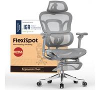 FLEXISPOT Sedia Ergonomica da Ufficio Gaming ErgoX Max, Poggiatesta 4D, Braccioli 5D, Schienale e Supporto Lombare Integrati, Portata 300 kg, Grigio(con Poggiapiedi)