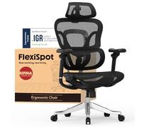 FLEXISPOT Sedia Ergonomica da Ufficio Gaming ErgoX Max, Poggiatesta 4D, Braccioli 5D, Schienale e Supporto Lombare Integrati, Portata 300 kg, Nero