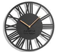 FLEXISTYLE EKO LOFT Piccolo - Orologio da parete senza ticchettio, nero, 30 cm, per soggiorno, camera da letto, prodotto in UE, antracite
