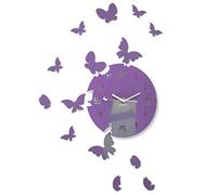 FLEXISTYLE Grande orologio da parete moderno a forma di farfalla, rotondo, 30 cm, 15 farfalle, soggiorno, camera da letto, cameretta dei bambini, prodotto nell'UE (Lila (Milka))