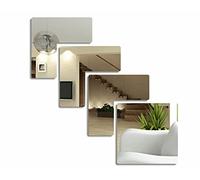 FLEXISTYLE kwadraty - Specchio decorativo decorativo moderno in acrilico da 3 mm, per soggiorno, camera da letto, corridoio, infrangibile, decorazione fai da te, colore: argento