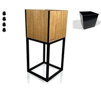 FLEXISTYLE Loft FIORINO - Supporto per piante in metallo di quercia, in legno di quercia, colore nero, con gambe e vasi alti per fiori, stile loft in molte dimensioni, prodotto in UE (rovere 2050)