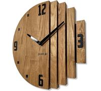 FLEXISTYLE Orologio da parete asimmetrico, in legno di quercia, per bagno, soggiorno, soggiorno, in legno, moderno, diametro senza ticchettio, effetto legno (rovere, 30 cm)