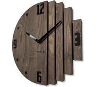FLEXISTYLE Orologio da parete asimmetrico, in legno di quercia, per bagno, soggiorno, soggiorno, in legno, moderno, diametro senza ticchettio, effetto legno (rovere/marrone, 30 cm)