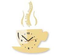 FLEXISTYLE Orologio da Parete da Cucina Tazza LA TAZZINA Vaniglia, Ecru, Crema Decorativo Silenzioso 32 x 45 cm