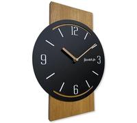 FLEXISTYLE Orologio da parete grande geometrico, 40 cm, senza ticchettio, effetto legno, soggiorno, camera dei ragazzi (quercia/nero)
