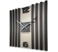 FLEXISTYLE Orologio da parete grande in legno SQ 60 cm effetto legno nero rovere 3D moderno senza ticchettio soggiorno … (grigio/nero)