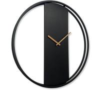 FLEXISTYLE Orologio da parete grande senza ticchettio, ovale, in metallo, nero, 3D, XXL, moderno, in legno, bagno, soggiorno, diametro 80 cm, colore nero