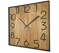 FLEXISTYLE Orologio da parete in legno di quercia, diametro 40 cm, effetto legno, senza ticchettio