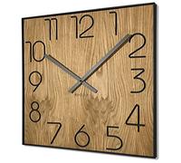 FLEXISTYLE Orologio da parete in legno di quercia, diametro 50 cm, effetto legno, senza ticchettio