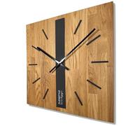 FLEXISTYLE Orologio da parete moderno senza rumori di ticchettio orologi da parete moderni Legno Bagno Soggiorno Quercia (Nero Quadrato, 50cm)