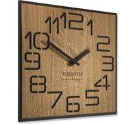 FLEXISTYLE Moderno orologio da parete quadrato in legno ECO, diametro 50 cm, silenzioso, effetto legno, quercia, soggiorno, camera da letto, prodotto in UE (Digits 40 cm)