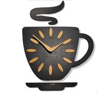 FLEXISTYLE Orologio da parete rustico da cucina "Coffee Cup" in legno, silenzioso, decorativo per cucina, caffè e soggiorno