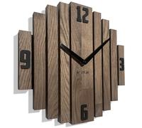 FLEXISTYLE Orologio da parete Symmetry, in rovere, per bagno, soggiorno, in legno, moderno, diametro senza ticchettio, effetto legno (marrone, 30 cm)