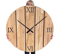 FLEXISTYLE Orologio da parete XXL, grande, in legno di quercia, da bagno, soggiorno, in legno, moderno, diametro 80 cm, senza ticchettio, effetto legno (rovere, 80 cm)