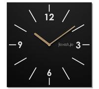 FLEXISTYLE Scandic Orologio da parete quadrato 30 cm moderno legno bagno soggiorno senza ticchettio (nero)