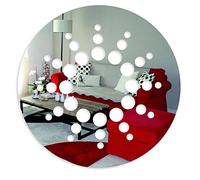 FLEXISTYLE - Specchio Decorativo a Forma di Disco, con Decorazione Moderna, 3 mm di Acrilico, per Soggiorno, Camera da Letto, corridoio, infrangibile, Decorazione Fai da Te, Argento