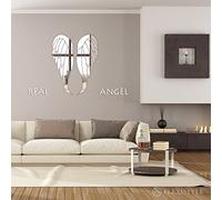 FLEXISTYLE - Specchio Decorativo con Decorazione Wings a, Design Moderno, 3 mm Acrilico dall'UE, per Soggiorno, Camera da Letto, corridoio, infrangibile, Decorazione per la casa Fai da Te, Argento