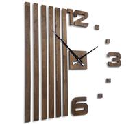 FLEXISTYLE Wall Clock fai da te in legno di quercia, grande orologio da parete 3D, design moderno, EKO Wall Clocks, decorazione per ufficio, soggiorno, camera da letto (XXL, 100 cm, marrone, lancette