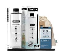FlexiVox®, kit per allenamento vocale | Utilizzato in logopedia e terapia della voce con talco asettico + Bottiglia graduata + Spazzolina + Borsa + eBook digitale + Tappo regolabile (Nero spaziale)