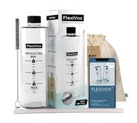 FlexiVox®, kit per allenamento vocale | Utilizzato in logopedia e terapia della voce con talco asettico + Bottiglia graduata + Spazzolina + Borsa + eBook digitale + Tappo regolabile (Trasparente)