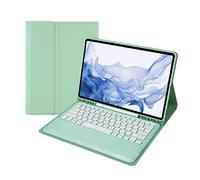flexman Custodia con Tastiera per Tab S8, Pelle PU con Angolo Regolabile, Cover per Tastiera Wireless con Tastiera Rimovibile per Tab S8+ per SM X800, per SM X806 2022, per S7 FE (Sin panel táctil)