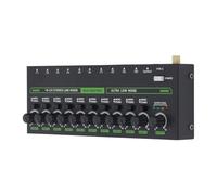 FLEXMAN Mixer a 10 Canali, Piccolo Mini Mixer Audio con Luce RGB, Commutazione Stereo Mono a Basso Rumore, Linea 1/4 TRS TS per Studio di Registrazione Sul Palco