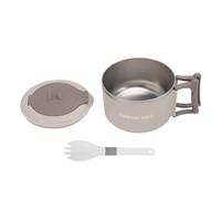 flexman Pentola Ramen, Pratica Ciotola Ramen Isolante a Doppio Strato con Manico Pieghevole Sul Coperchio, Ciotola Multifunzionale a Prova di Perdite per Noodles, Insalate (Beige)