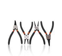 FLEXMAN Pinze per Anelli di Sicurezza, Set di Pinze di Bloccaggio Piegate Dritte, Dritti Pinza Seeger, Acciaio al Carbonio Industriale, Pinze per Anelli Elastici in Acciaio al Carbonio da 4 Pezzi