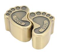 FLEXMAN Scatola per Denti da Latte, Porta Denti da Latte in Metallo a Forma di Piede con 2 Coperchi, Scatola per Denti Caduti per Neonato, Neonata, Nipote (Bronce)