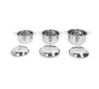 FLEXMAN Set di Pentole in Acciaio Inossidabile da 3 Pezzi con Coperchi, Pentola per Zuppa Multifunzionale Antiaderente, Pentola per Spezzatino, Bollire, Friggere Ingredienti