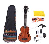 FLEXMAN Set Ukulele 21 Pollici, Sintonizzatore Oversize Pick mAhogany a Quattro Corde Hawaiano Uke Kit per Principianti con le Scelte di Sintonizzatore di Sacchetti Giga