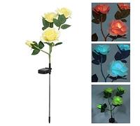 flexman Solar Rose Light, a 4 Luci di Fiori a LED Esterno a 4 Testa, Mutamento Della Lampada Paesaggistica di Fiori per Case, Giardini, Cortili, Portici, Recinzioni (LED giallo + colore)