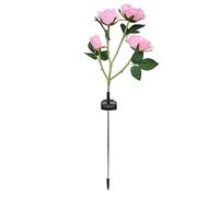 flexman Solar Rose Light, a 4 Luci di Fiori a LED Esterno a 4 Testa, Mutamento Della Lampada Paesaggistica di Fiori per Case, Giardini, Cortili, Portici, Recinzioni (Peach + Color LED)